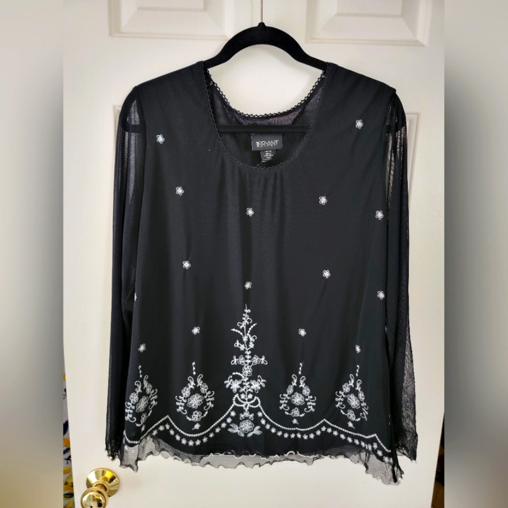 Black and White Lane Bryant Mesh Top